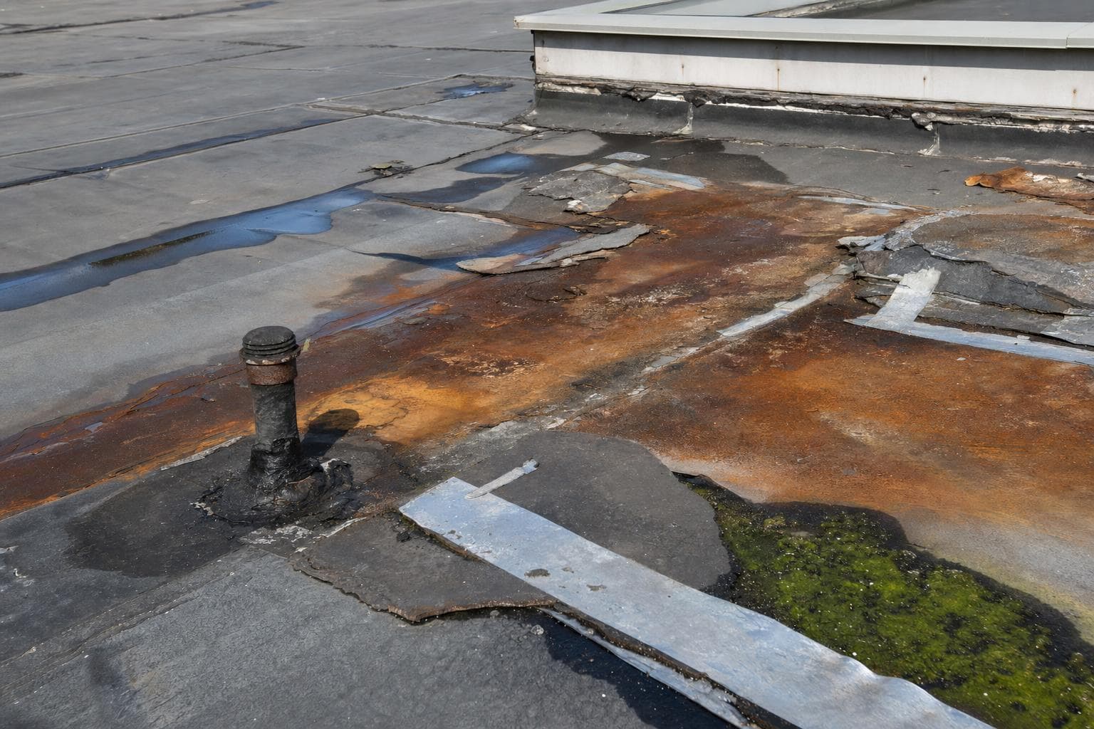 Industrial Roof Leak Repair before restoration